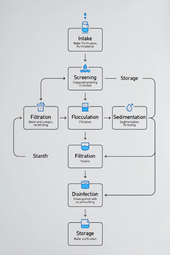 自來(lái)水廠水處理流程